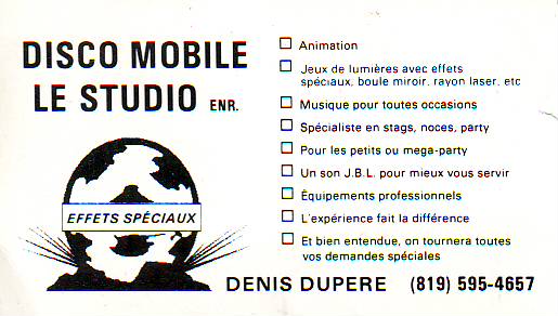 old business cards from danse mobile le studio denis dupere